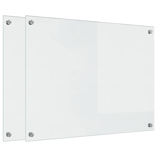 Vidaxl keuken achterwand 2 pcs doorzichtig 80 x 60 cm gehard glas