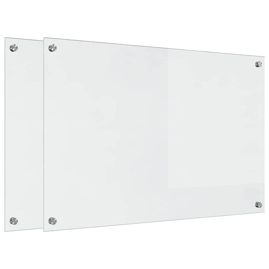 Vidaxl keuken achterwand 2 pcs doorzichtig 90 x 60 cm gehard glas