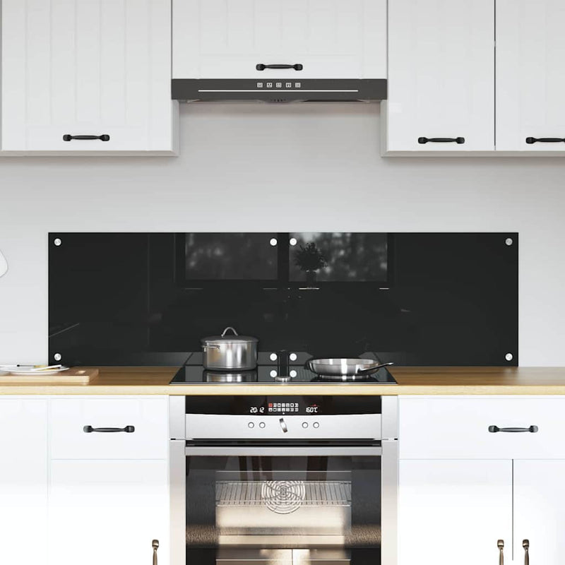 Load image into Gallery viewer, Vidaxl keuken achterwand 2 pcs zwart 70 x 40 cm gehard glas
