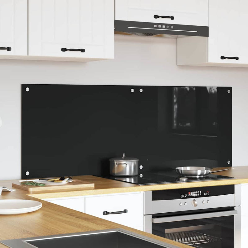 Load image into Gallery viewer, Vidaxl keuken achterwand 2 pcs zwart 70 x 50 cm gehard glas
