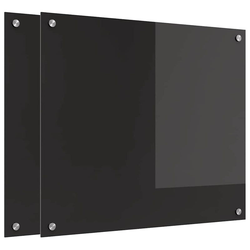 Load image into Gallery viewer, Vidaxl keuken achterwand 2 pcs zwart 70 x 60 cm gehard glas
