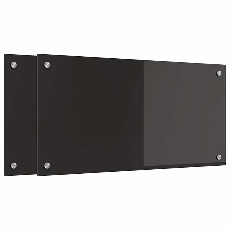 Load image into Gallery viewer, Vidaxl keuken achterwand 2 pcs zwart 80 x 40 cm gehard glas
