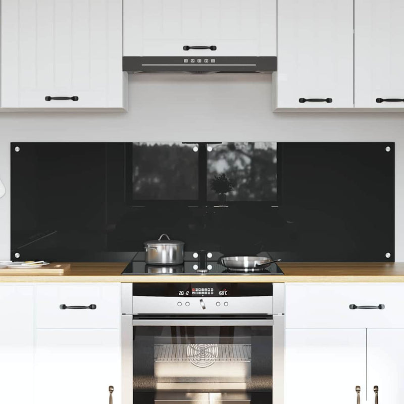 Load image into Gallery viewer, Vidaxl keuken achterwand 2 pcs zwart 80 x 50 cm gehard glas
