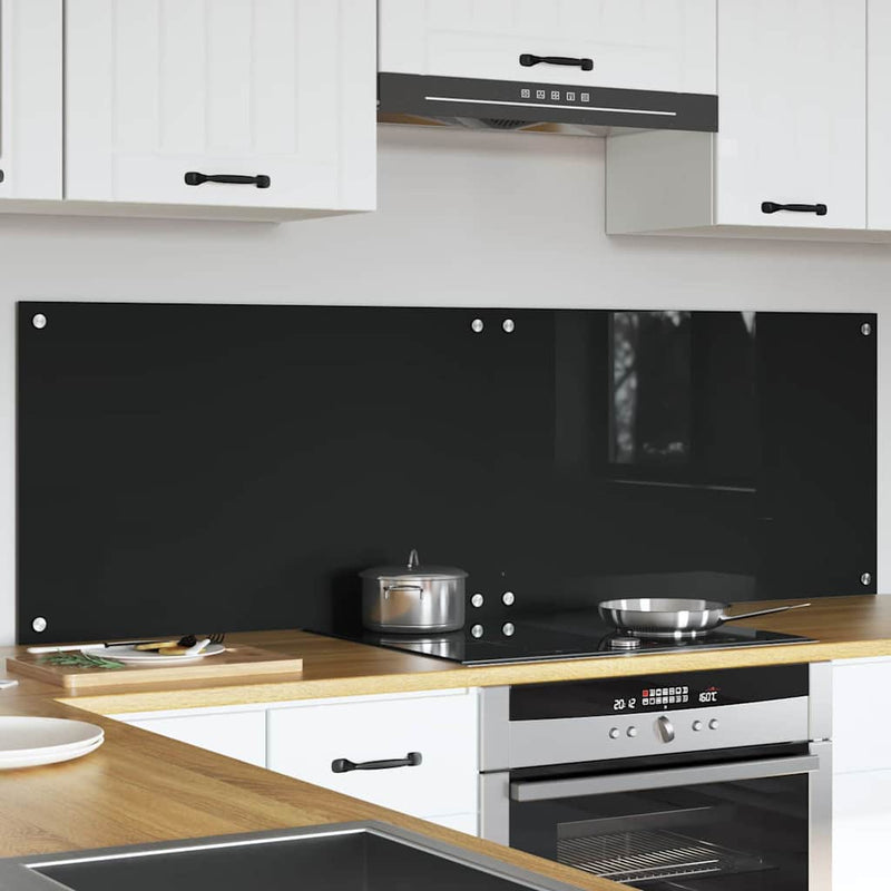 Load image into Gallery viewer, Vidaxl keuken achterwand 2 pcs zwart 80 x 50 cm gehard glas
