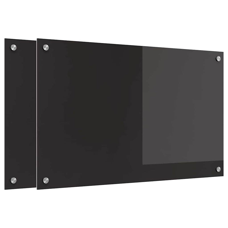 Load image into Gallery viewer, Vidaxl keuken achterwand 2 pcs zwart 80 x 50 cm gehard glas
