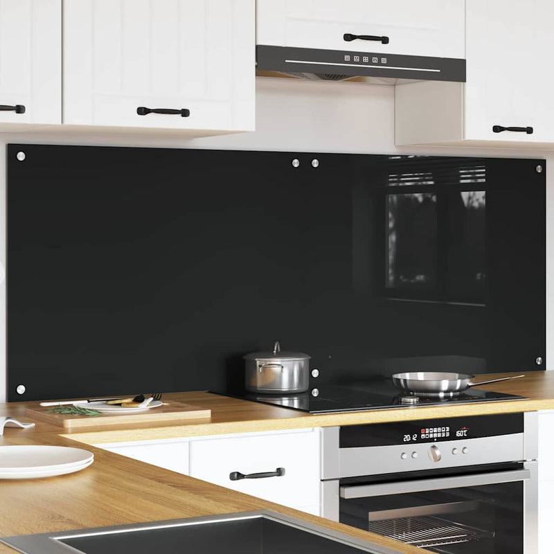 Load image into Gallery viewer, Vidaxl keuken achterwand 2 pcs zwart 80 x 60 cm gehard glas
