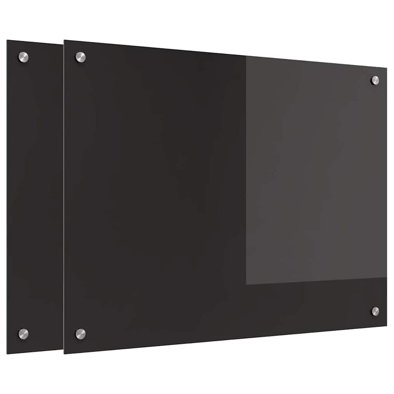 Load image into Gallery viewer, Vidaxl keuken achterwand 2 pcs zwart 80 x 60 cm gehard glas
