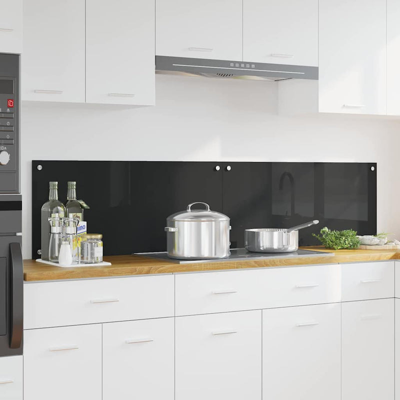Load image into Gallery viewer, Vidaxl keuken achterwand 2 pcs zwart 90 x 40 cm gehard glas
