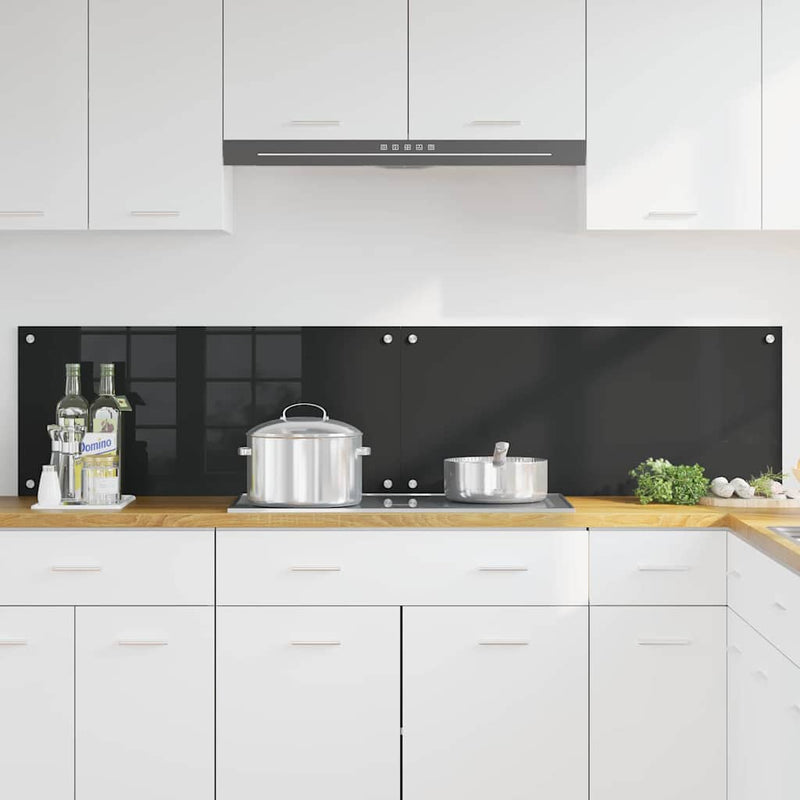 Load image into Gallery viewer, Vidaxl keuken achterwand 2 pcs zwart 90 x 40 cm gehard glas
