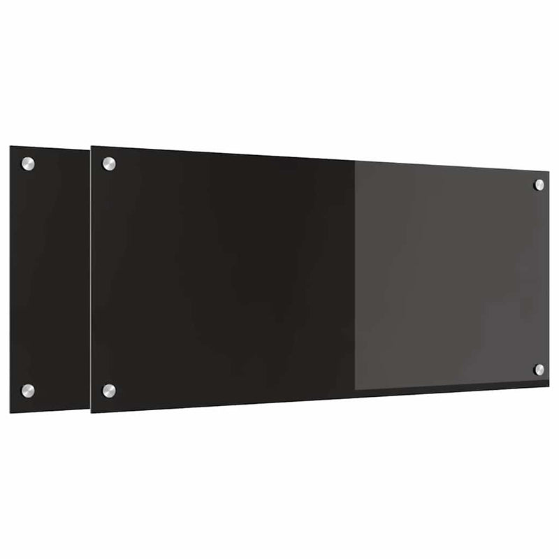 Load image into Gallery viewer, Vidaxl keuken achterwand 2 pcs zwart 90 x 40 cm gehard glas
