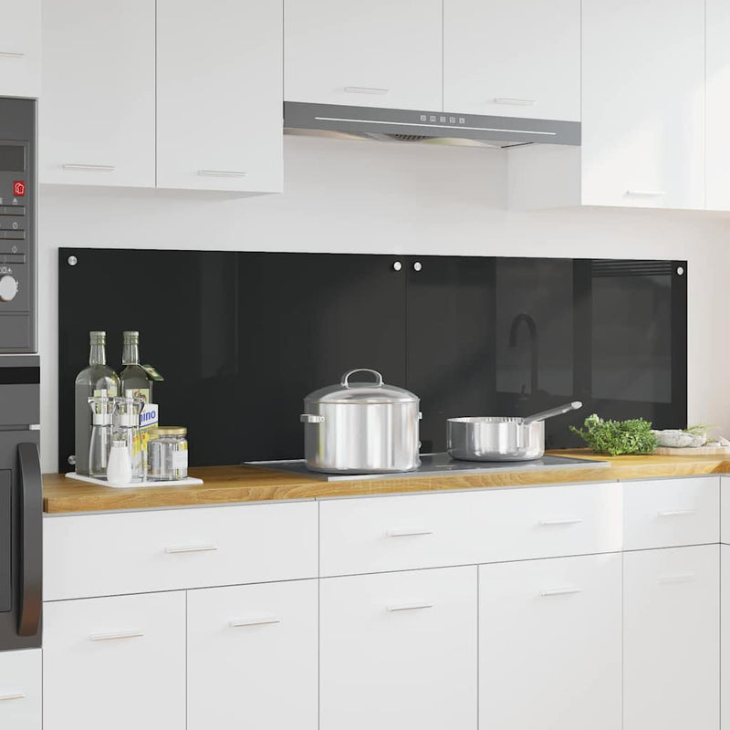 Load image into Gallery viewer, Vidaxl keuken achterwand 2 pcs zwart 90 x 50 cm gehard glas
