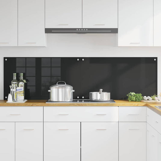 Vidaxl keuken achterwand 2 pcs zwart 90 x 50 cm gehard glas
