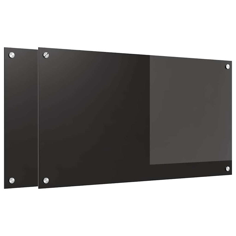Load image into Gallery viewer, Vidaxl keuken achterwand 2 pcs zwart 90 x 50 cm gehard glas
