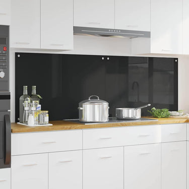 Vidaxl keuken achterwand 2 pcs zwart 90 x 60 cm gehard glas