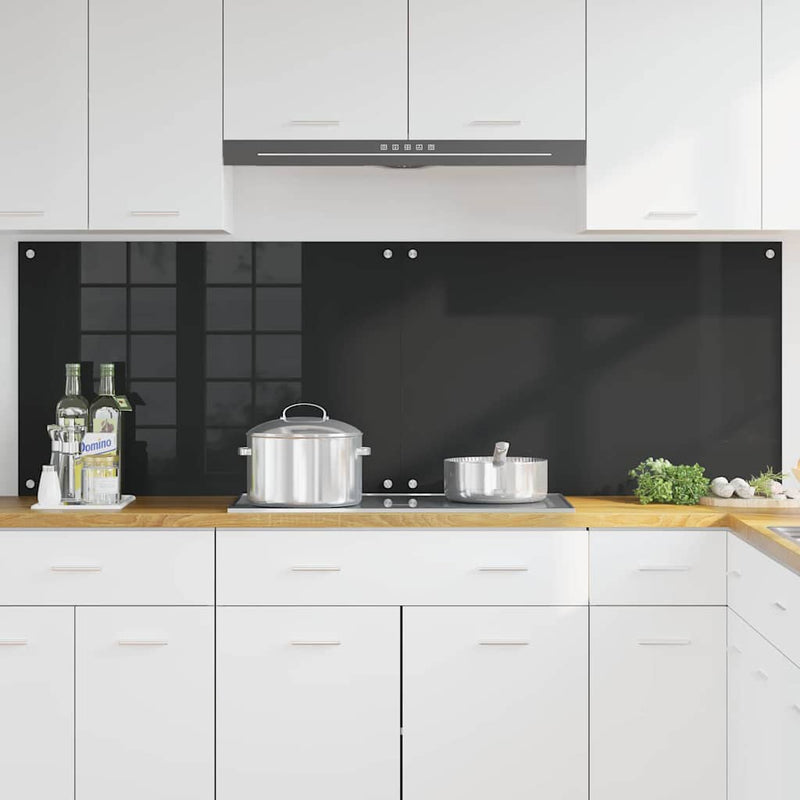 Load image into Gallery viewer, Vidaxl keuken achterwand 2 pcs zwart 90 x 60 cm gehard glas
