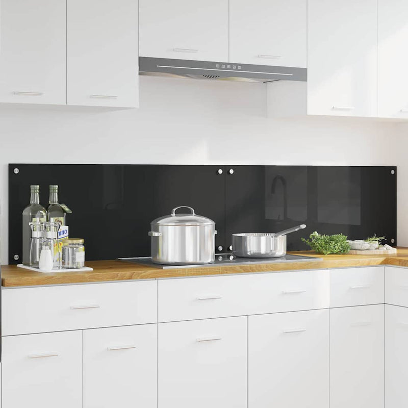 Load image into Gallery viewer, Vidaxl keuken achterwand 2 pcs zwart 100 x 40 cm gehard glas
