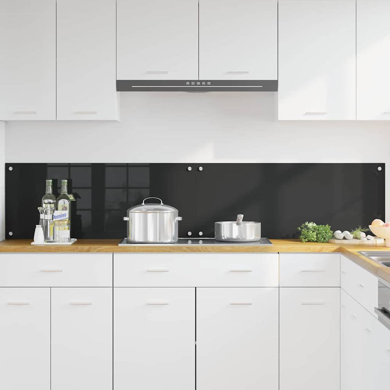 Load image into Gallery viewer, Vidaxl keuken achterwand 2 pcs zwart 100 x 40 cm gehard glas
