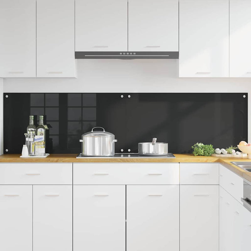 Load image into Gallery viewer, Vidaxl keuken achterwand 2 pcs zwart 100 x 50 cm gehard glas
