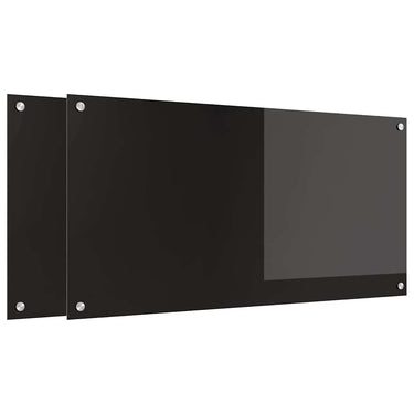 Vidaxl keuken achterwand 2 pcs zwart 100 x 50 cm gehard glas