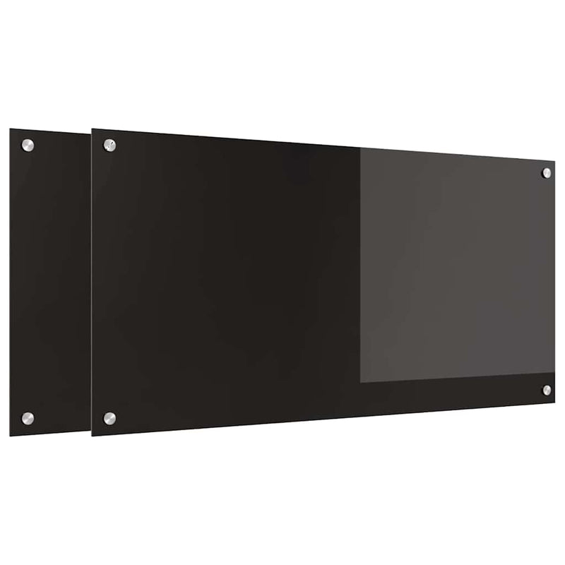 Load image into Gallery viewer, Vidaxl keuken achterwand 2 pcs zwart 100 x 50 cm gehard glas
