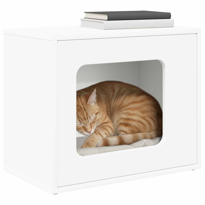 Load image into Gallery viewer, Vidaxl kattenhuis wit 51 x 30 x 42 cm bewerkt hout
