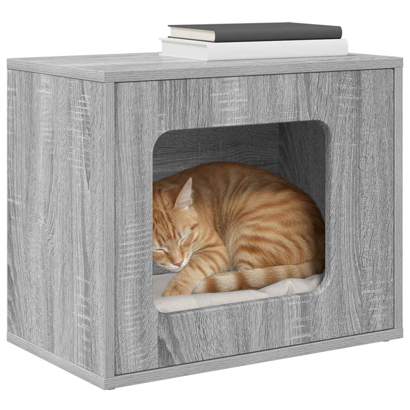 Load image into Gallery viewer, Vidaxl kattenhuis grijs sonoma 51 x 30 x 42,5 cm bewerkt hout
