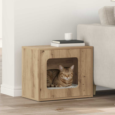 Vidaxl kattenhuis ambachtelijk eiken 51 x 30 x 42,5 cm bewerkt hout