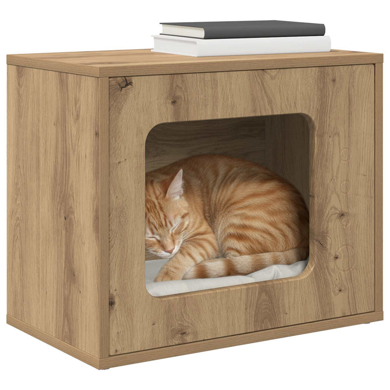 Load image into Gallery viewer, Vidaxl kattenhuis ambachtelijk eiken 51 x 30 x 42,5 cm bewerkt hout
