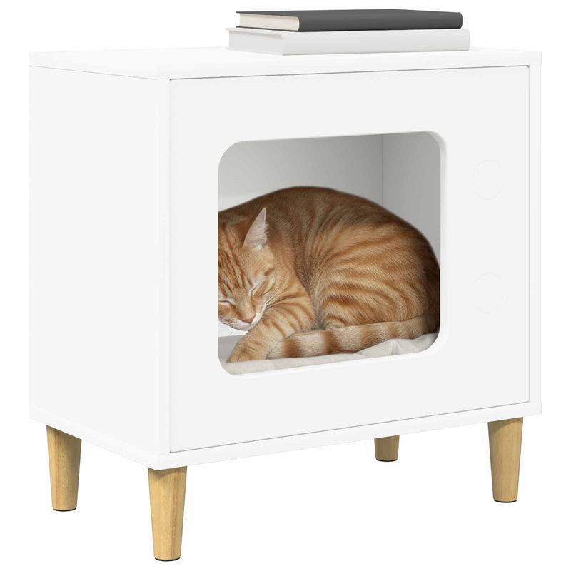 Load image into Gallery viewer, Vidaxl kattenhuis wit 51 x 30 x 52 cm bewerkt hout

