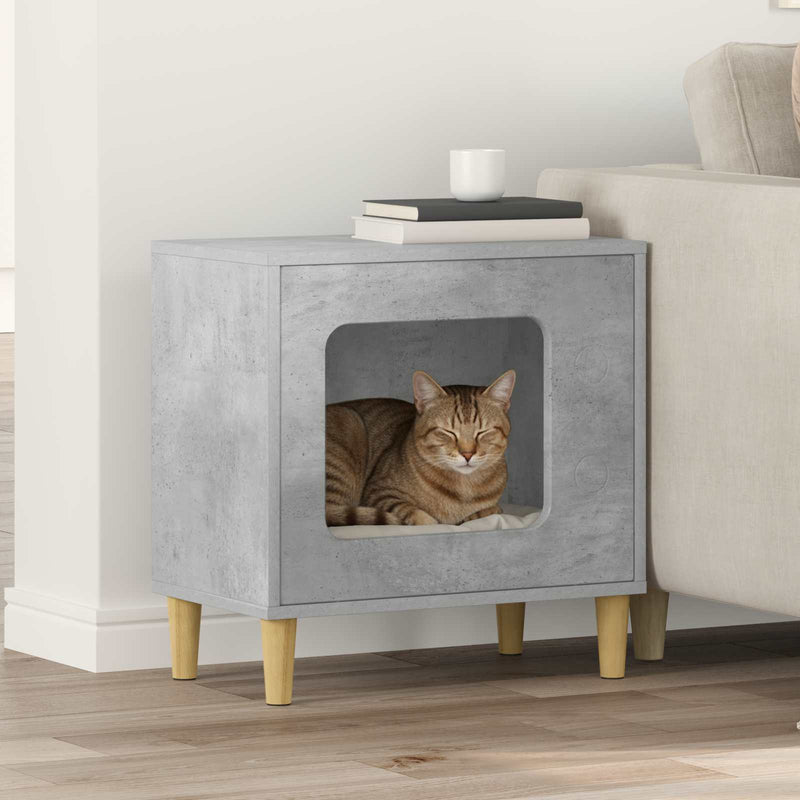 Load image into Gallery viewer, Vidaxl kattenhuis beton 51 x 30 x 52 cm bewerkt hout
