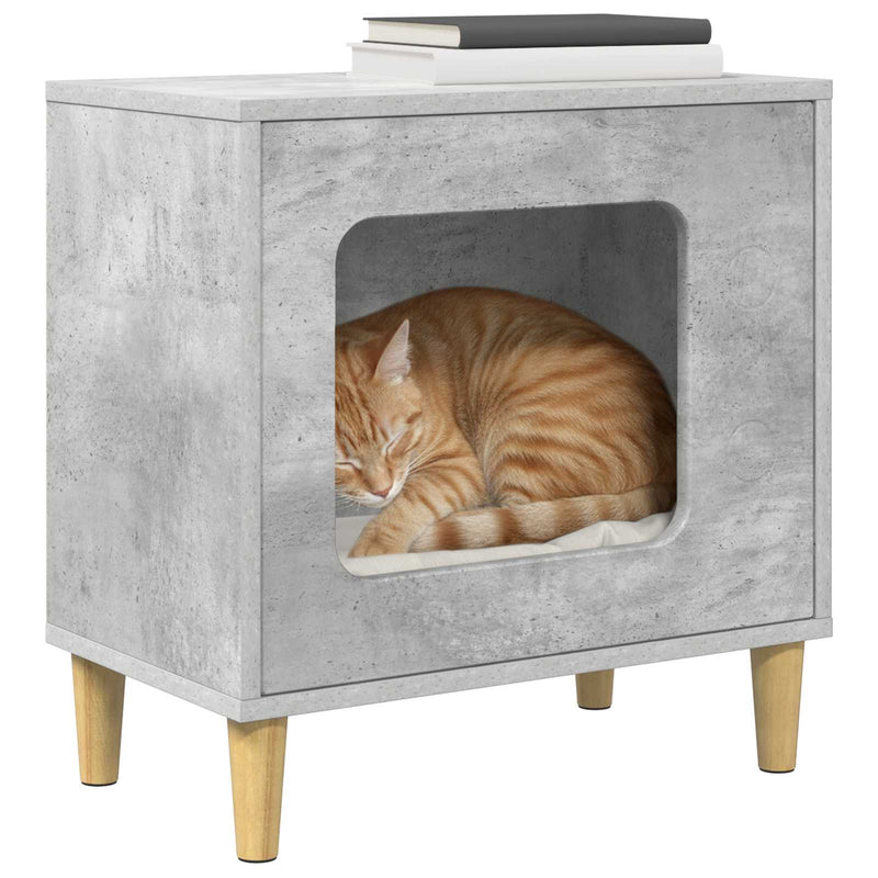 Load image into Gallery viewer, Vidaxl kattenhuis beton 51 x 30 x 52 cm bewerkt hout
