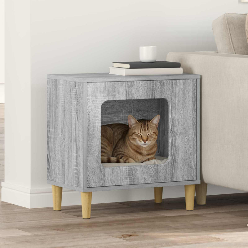 Load image into Gallery viewer, Vidaxl kattenhuis grijs sonoma 51 x 30 x 52 cm bewerkt hout
