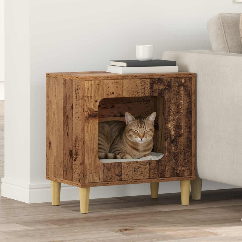 Load image into Gallery viewer, Vidaxl kattenhuis oudhout 51 x 30 x 52 cm bewerkt hout
