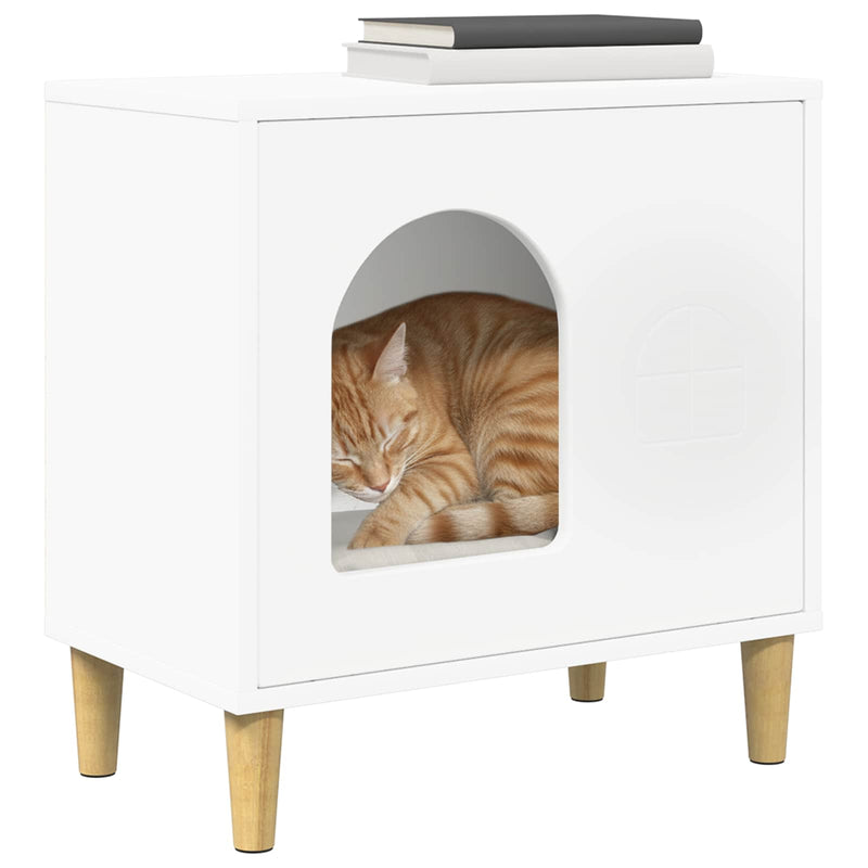 Load image into Gallery viewer, Vidaxl kattenhuis wit 51 x 30 x 52 cm bewerkt hout
