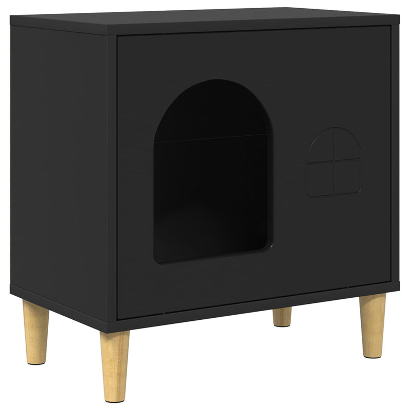 Load image into Gallery viewer, Vidaxl kattenhuis zwart 51 x 30 x 52 cm bewerkt hout
