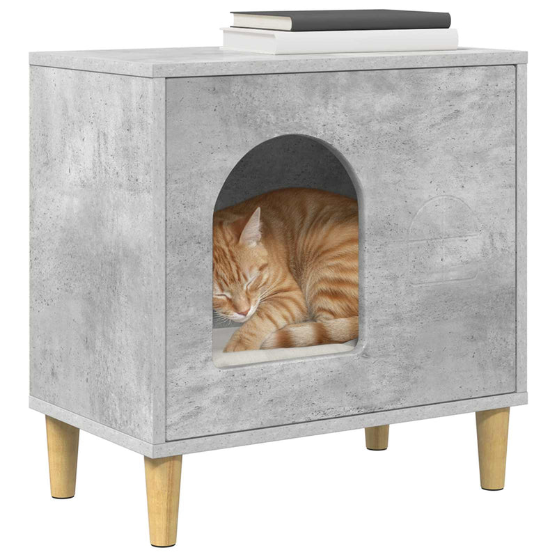 Load image into Gallery viewer, Vidaxl kattenhuis beton 51 x 30 x 52 cm bewerkt hout

