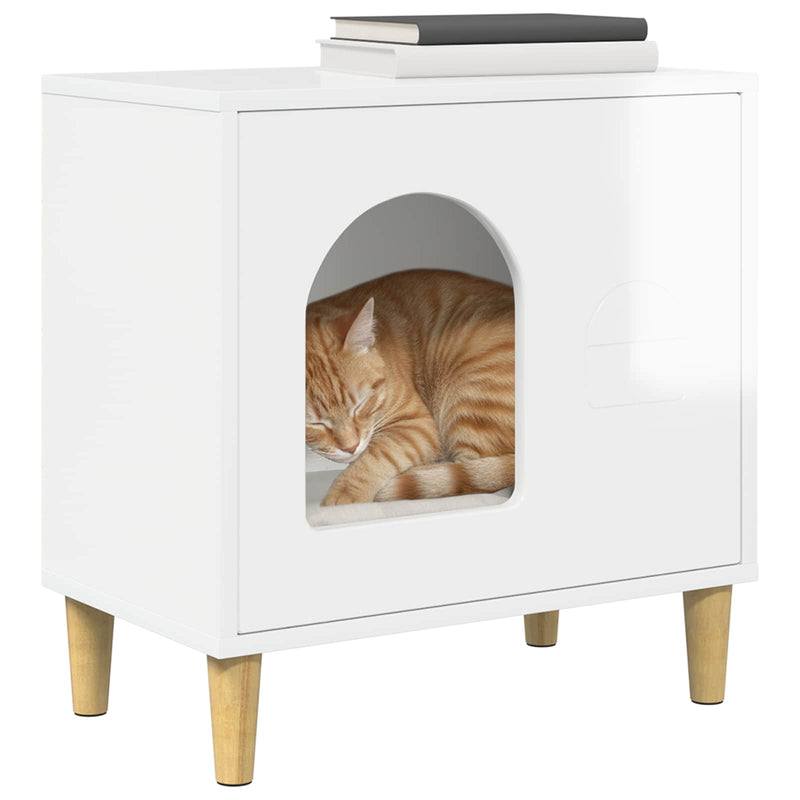 Load image into Gallery viewer, Vidaxl kattenhuis glanzend wit 51 x 30 x 52 cm bewerkt hout
