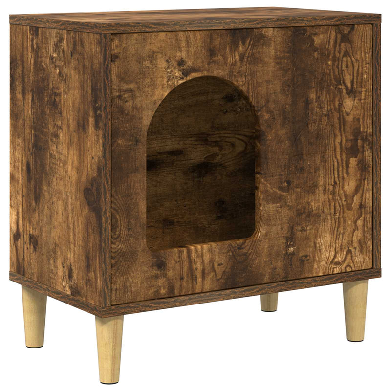 Load image into Gallery viewer, Vidaxl kattenhuis gerookt eiken 51 x 30 x 52 cm bewerkt hout
