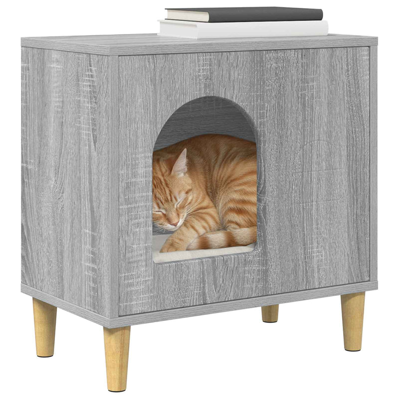 Load image into Gallery viewer, Vidaxl kattenhuis grijs sonoma 51 x 30 x 52 cm bewerkt hout
