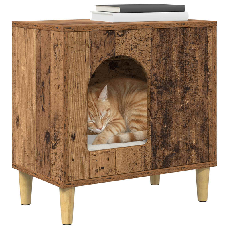 Load image into Gallery viewer, Vidaxl kattenhuis oudhout 51 x 30 x 52 cm bewerkt hout
