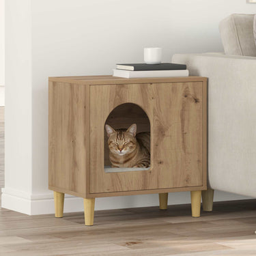 Vidaxl kattenhuis ambachtelijk eiken 51 x 30 x 52 cm bewerkt hout