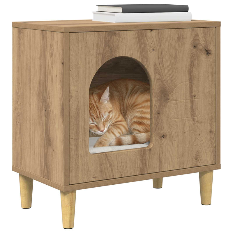 Load image into Gallery viewer, Vidaxl kattenhuis ambachtelijk eiken 51 x 30 x 52 cm bewerkt hout
