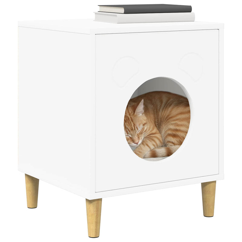 Load image into Gallery viewer, Vidaxl kattenhuis wit 42,5 x 40 x 53 cm bewerkt hout
