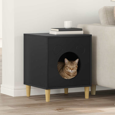 Vidaxl kattenhuis zwart 42,5 x 40 x 53 cm bewerkt hout