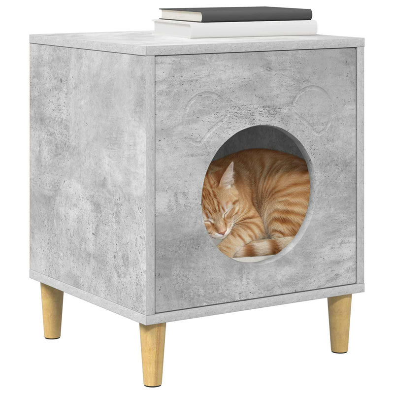 Load image into Gallery viewer, Vidaxl kattenhuis beton 42,5 x 40 x 53 cm bewerkt hout
