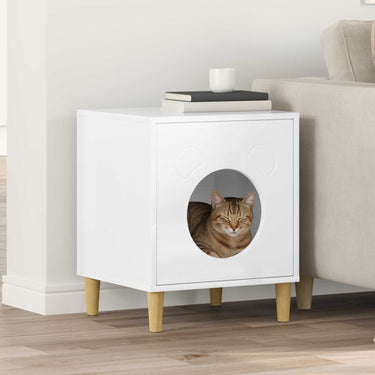Vidaxl kattenhuis glanzend wit 42,5 x 40 x 53 cm bewerkt hout