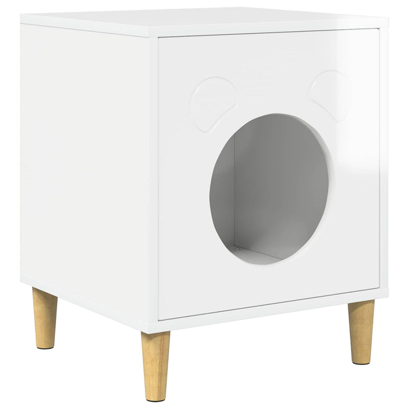 Load image into Gallery viewer, Vidaxl kattenhuis glanzend wit 42,5 x 40 x 53 cm bewerkt hout
