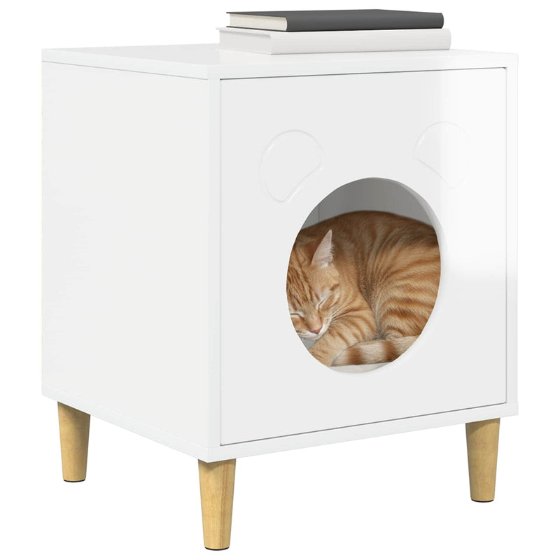 Load image into Gallery viewer, Vidaxl kattenhuis glanzend wit 42,5 x 40 x 53 cm bewerkt hout
