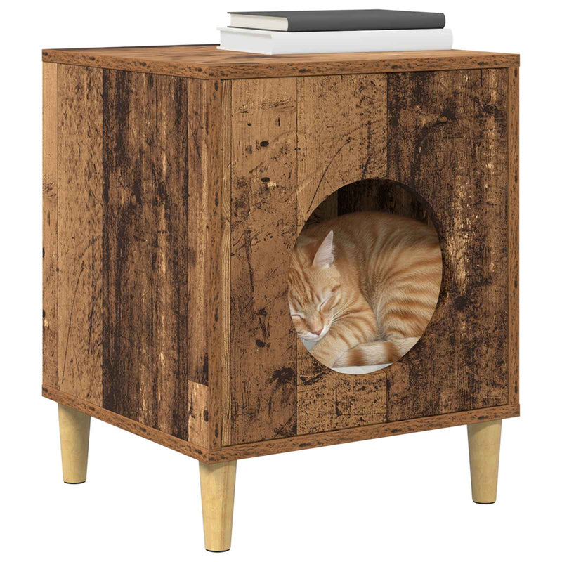 Load image into Gallery viewer, Vidaxl kattenhuis oudhout 42,5 x 40 x 53 cm bewerkt hout
