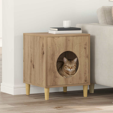 Vidaxl kattenhuis ambachtelijk eiken 42,5 x 40 x 53 cm bewerkt hout